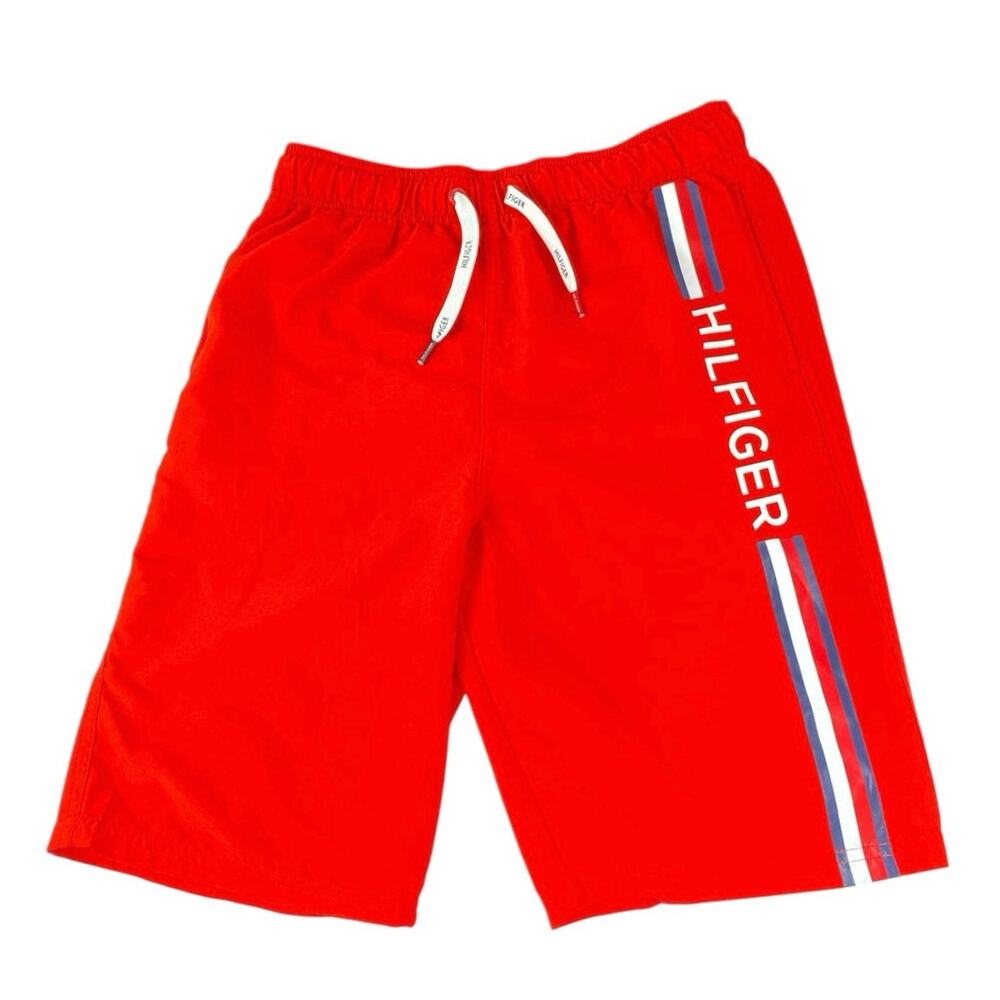 Tommy Hilfiger Kids Boys Red Logo Drawstring Casual Lounge Sweat Shorts Size XL